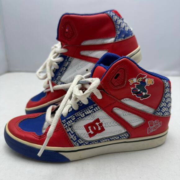 DC Shoes Wild Grinders High Top Size 2.5 Skateboard Red Blue Y2K Retro Kids - Picture 4 of 6